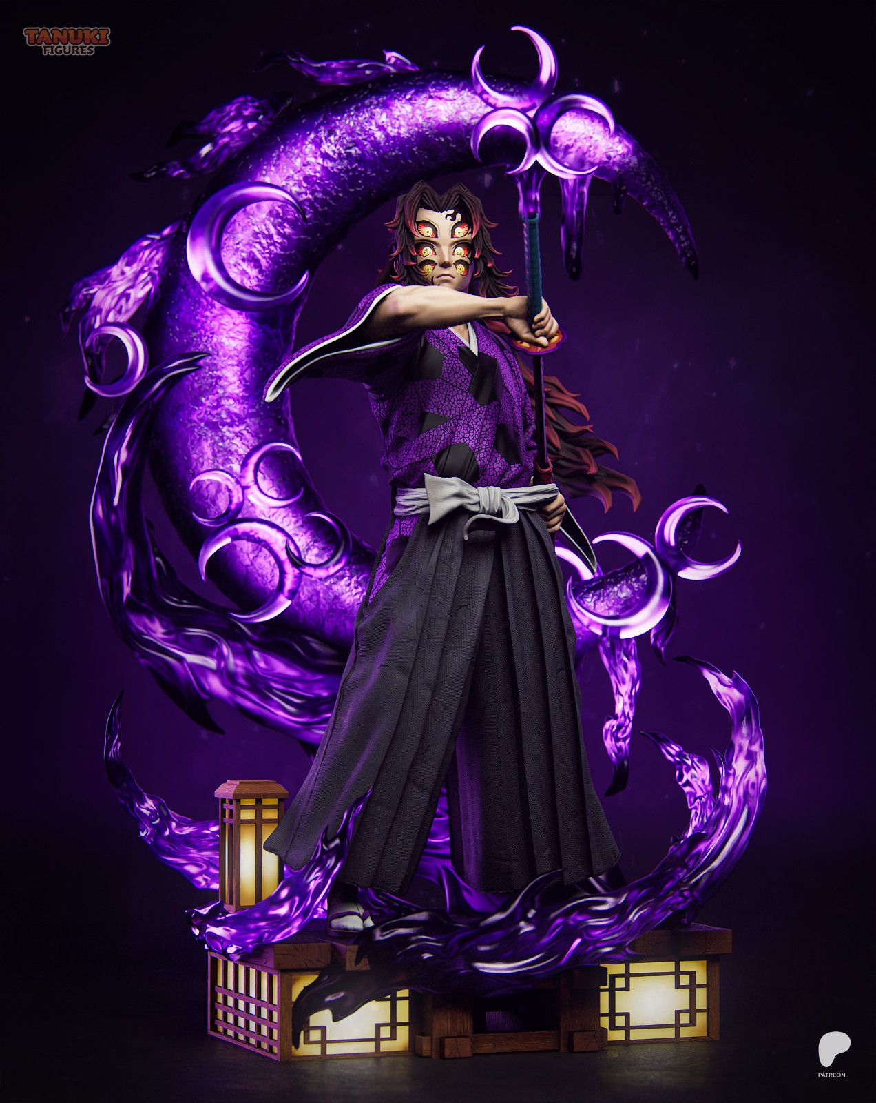 Kokushibo | 1/6 Scale Resin Kit | Demon Slayer Crescent Moon Diorama | Unpainted