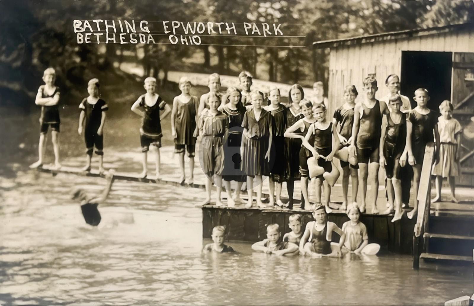 Bathing Epworth Park Bethesda Ohio RPPC Photo Postcard COPY