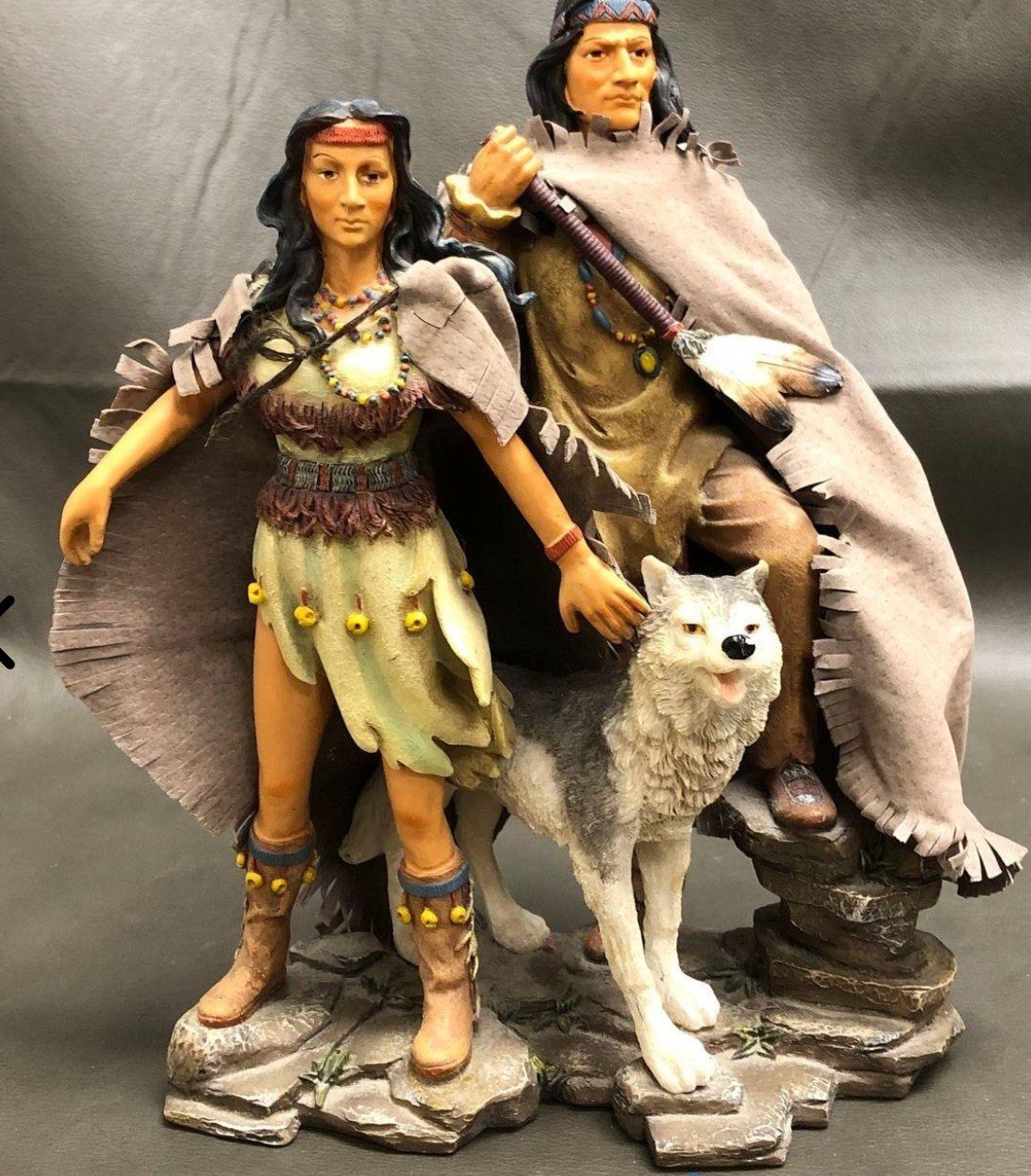 Native American Wolf Collectible Figurine 9 x 5 x 11 Inches Made In USA