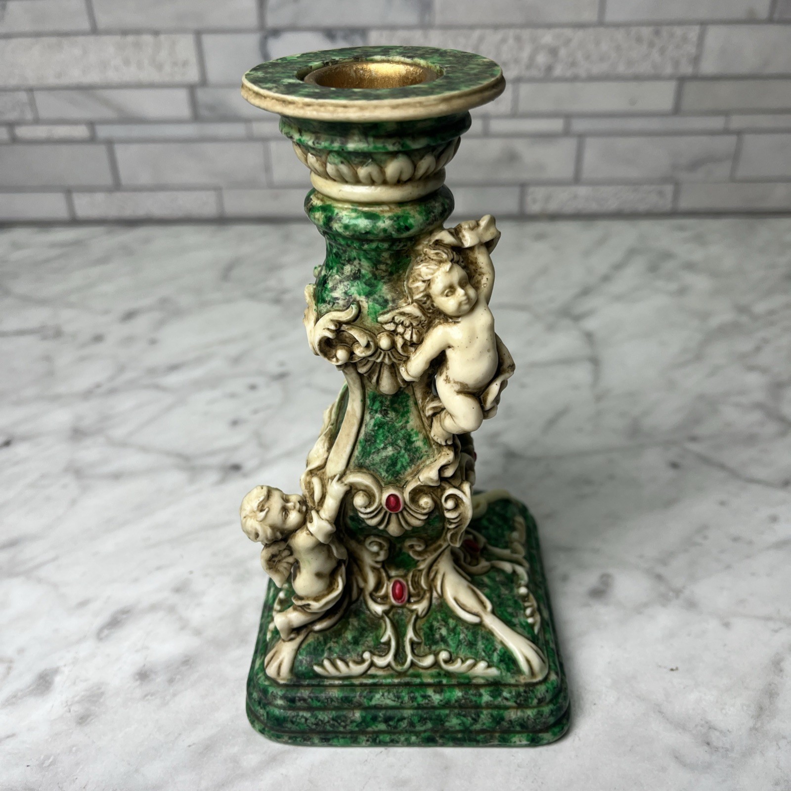 Vintage Renaissance Baroque Florentine Cherub Angel Candlestick Holder Vintage Renaissance Baroque Florentine Cherub Angel Candlestick Holder