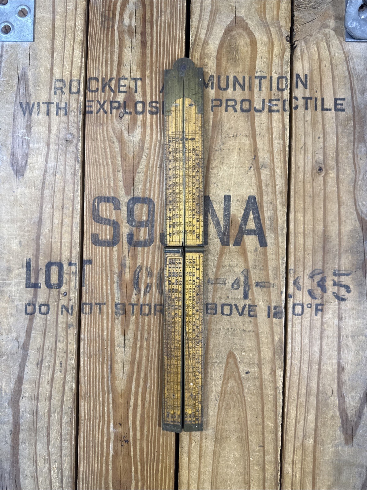 Stanley Rule & Level Co No. 82 Boxwood Brass Folding Ruler Rare Damaged See Pics