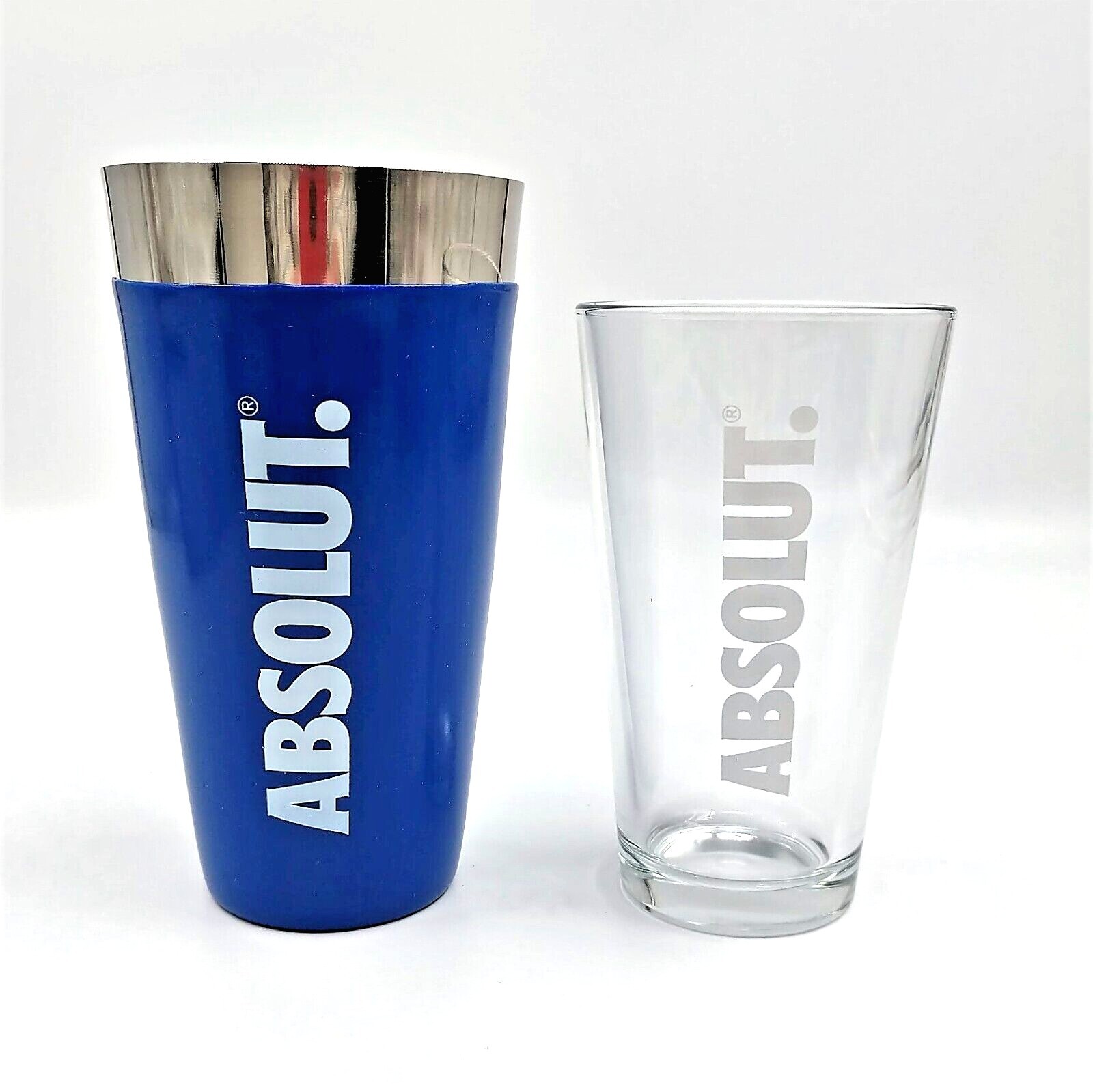 Absolut Vodka 2-Piece Boston Shaker, 16 oz. Mixing Glass & 28 Oz. Shaker, NIB