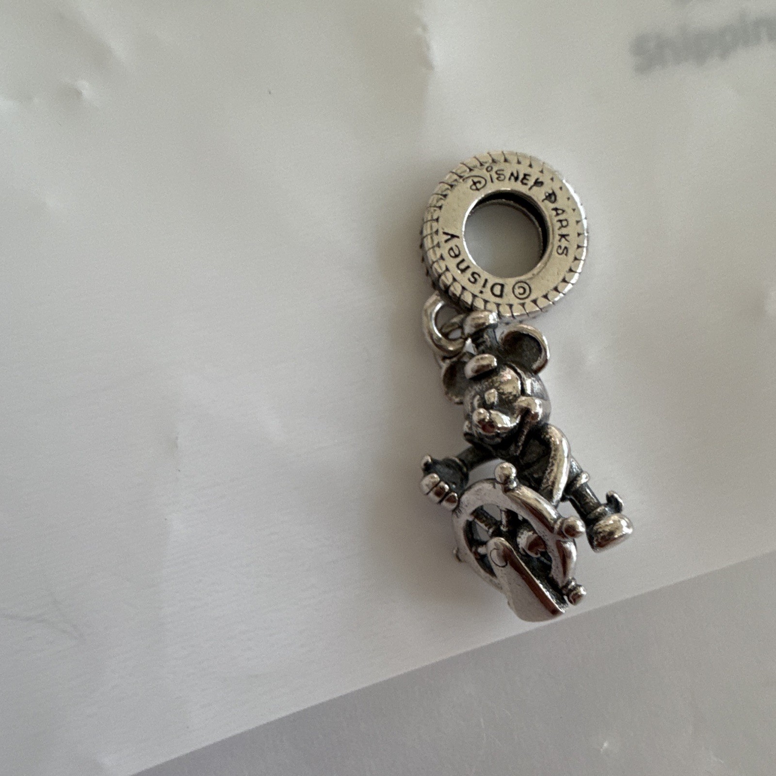 Disney Parks Mickey Mouse Steamboat Willie Dangle Charm Silver Tone Pendant