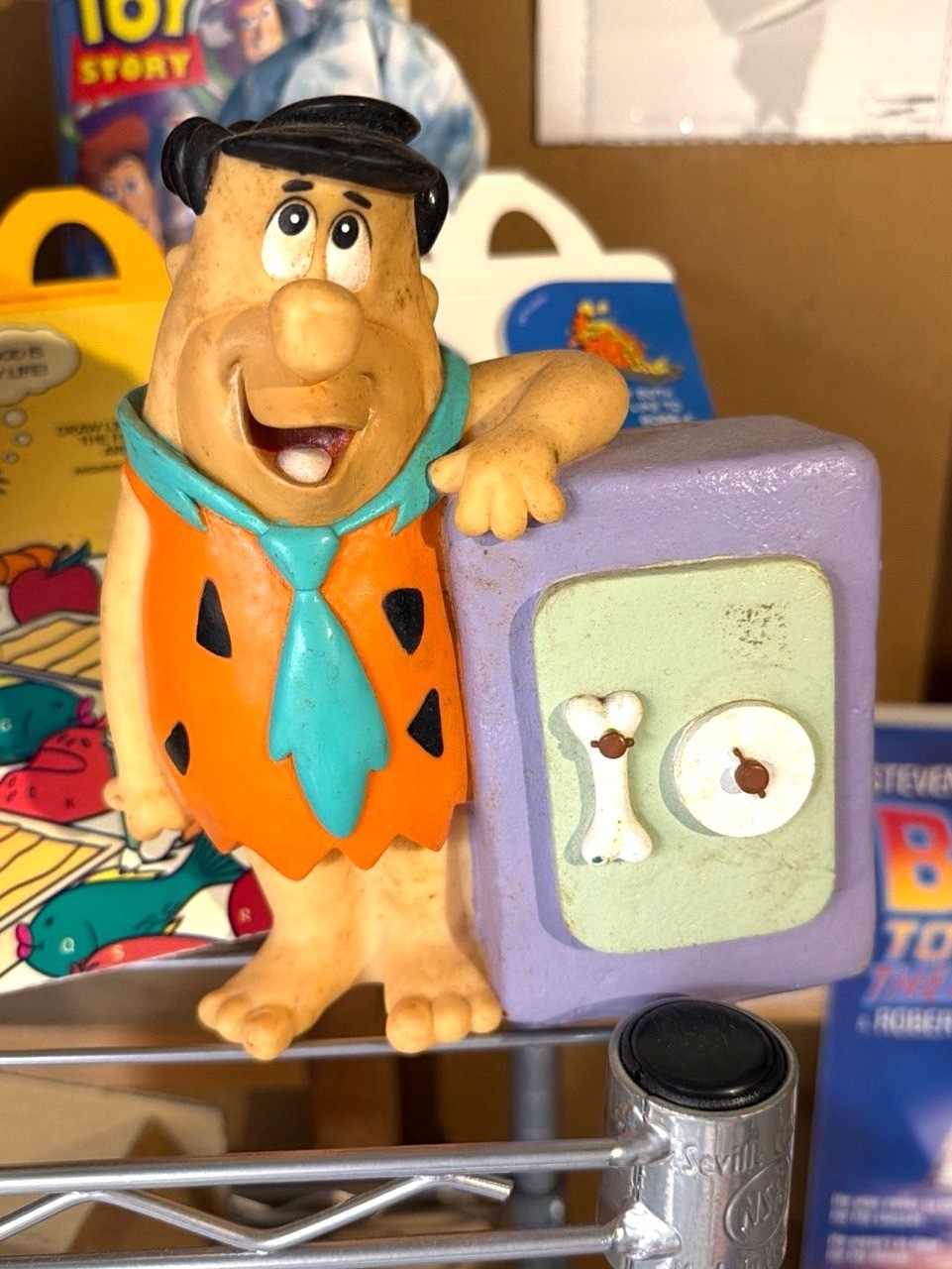 Vintage Fred Flintstone Figurine Coin Bank Safe Hanna-Barbera Collectible