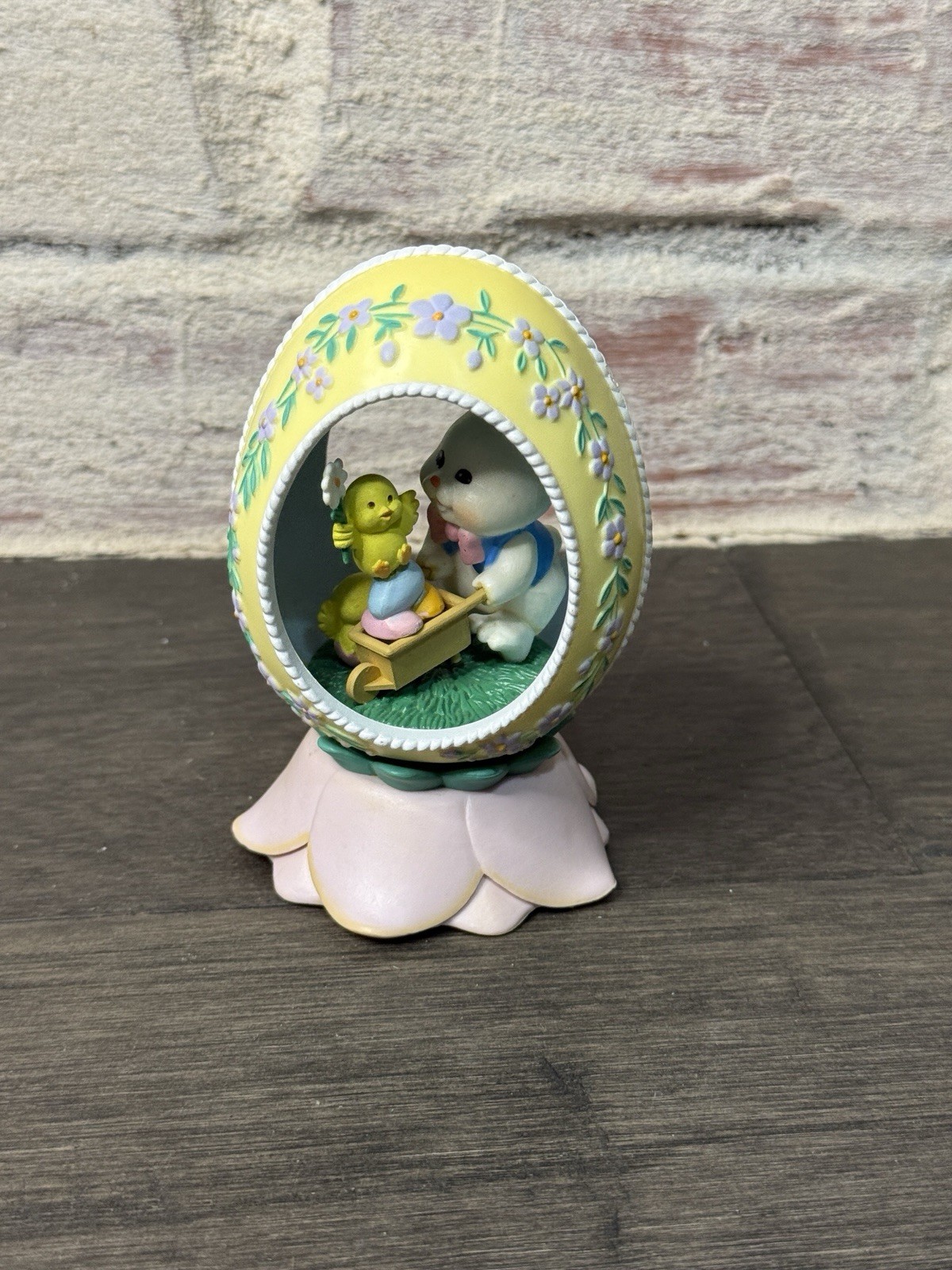 Vintage Enesco Rotating Musical Easter Egg Working Here Comes Peter Cottontail