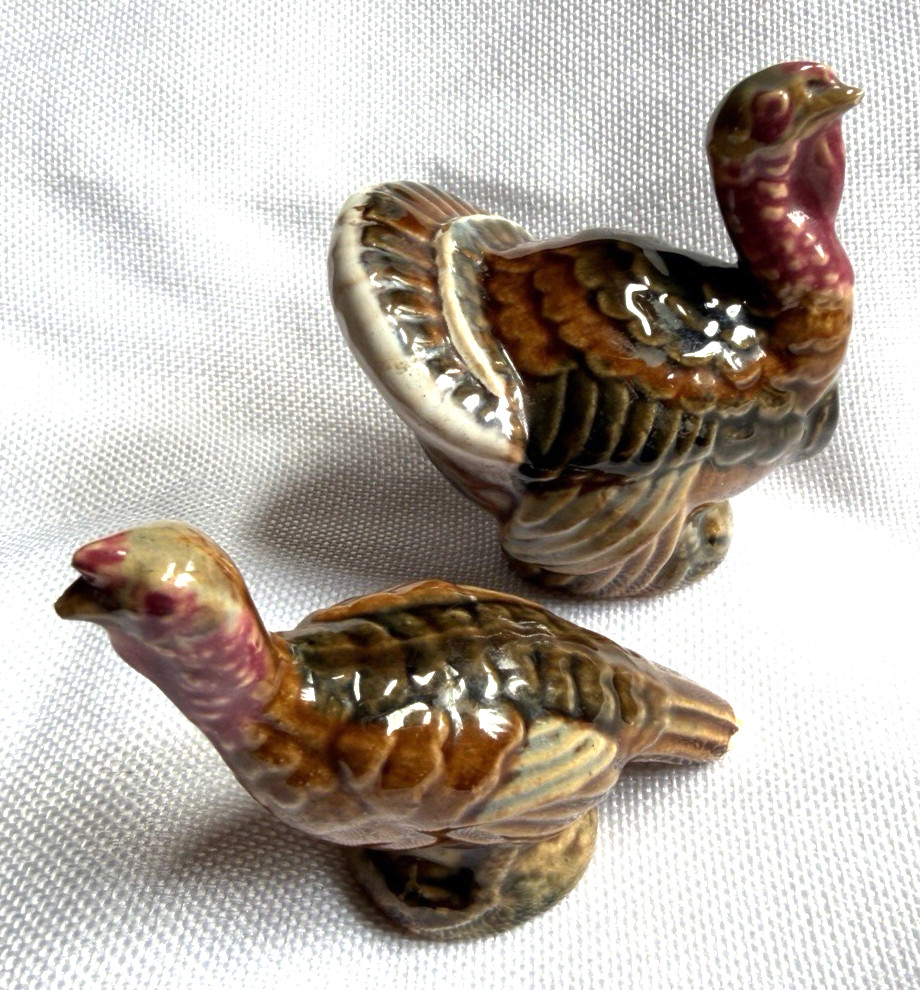 Vtg. Rosemeade Pottery Turkey Salt & Pepper Shakers, Thanksgiving Holiday Decor