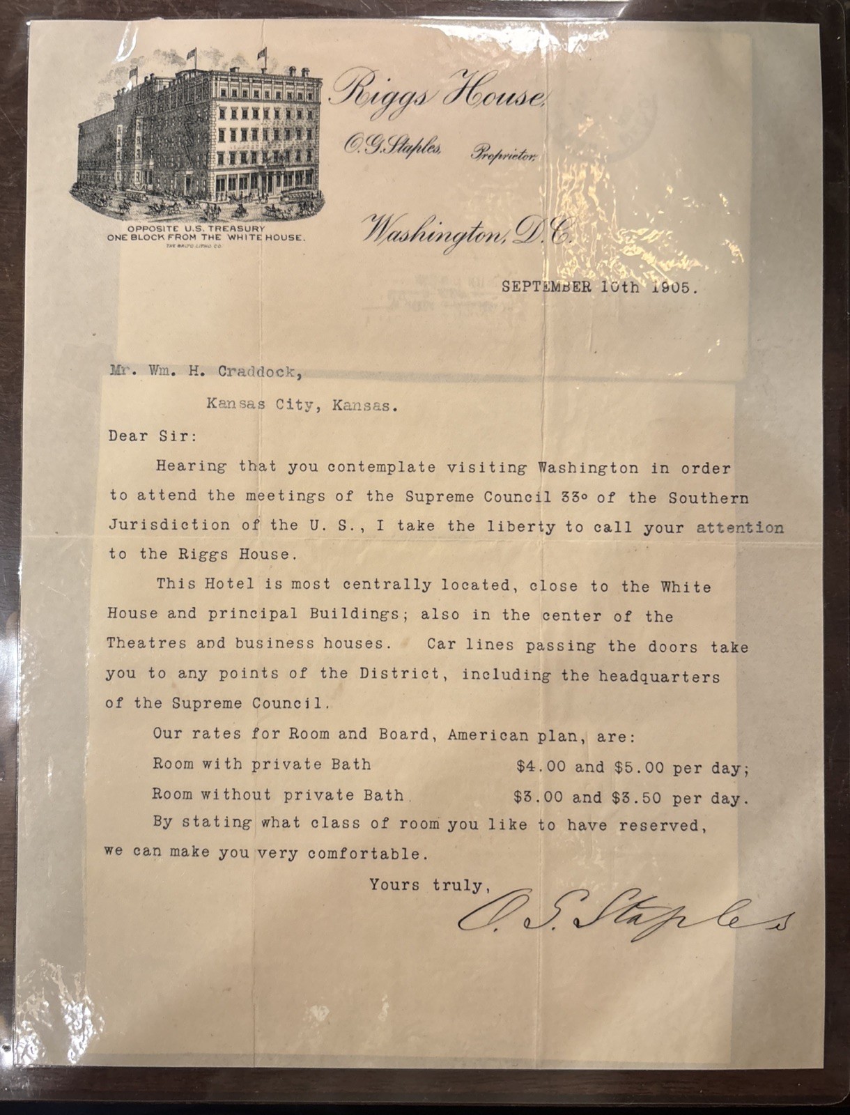 William H. Craddock Mayor Kansas City, MO. Socialist 1901 Letter And Envelope