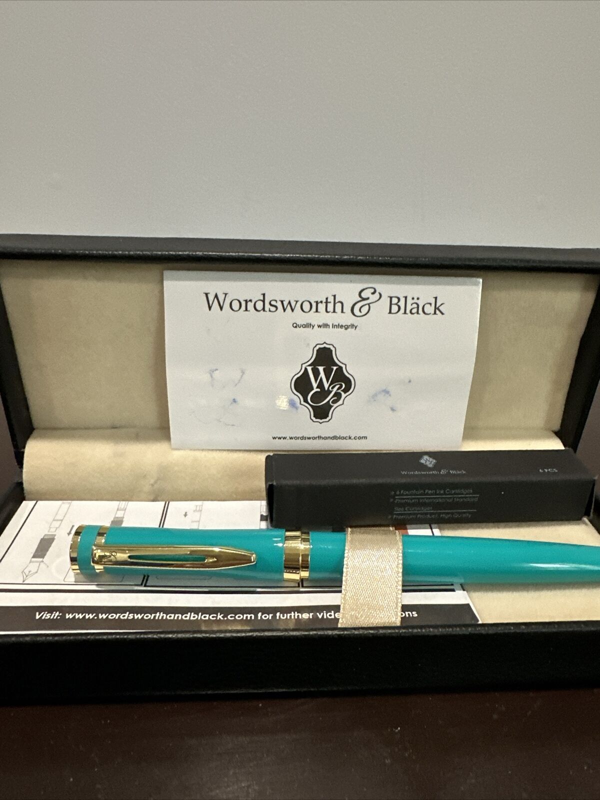 Wordsworth and Black Fountain Pen Set Turquoise Medium Classic Sophisticated