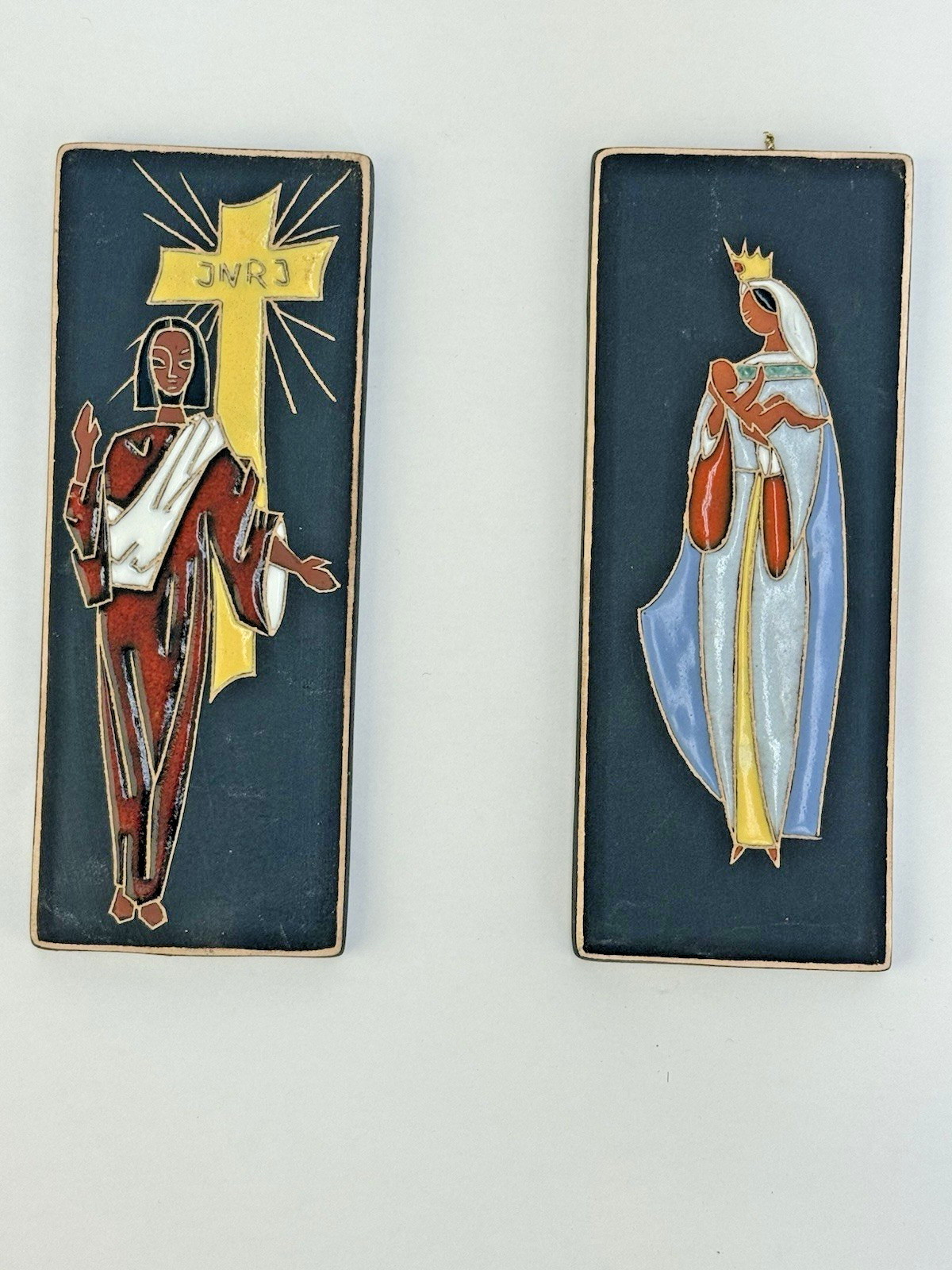 Vintage Goldscheider Germany Enamel Jesus And Merry Vintage Goldscheider Germany Enamel Jesus And Merry