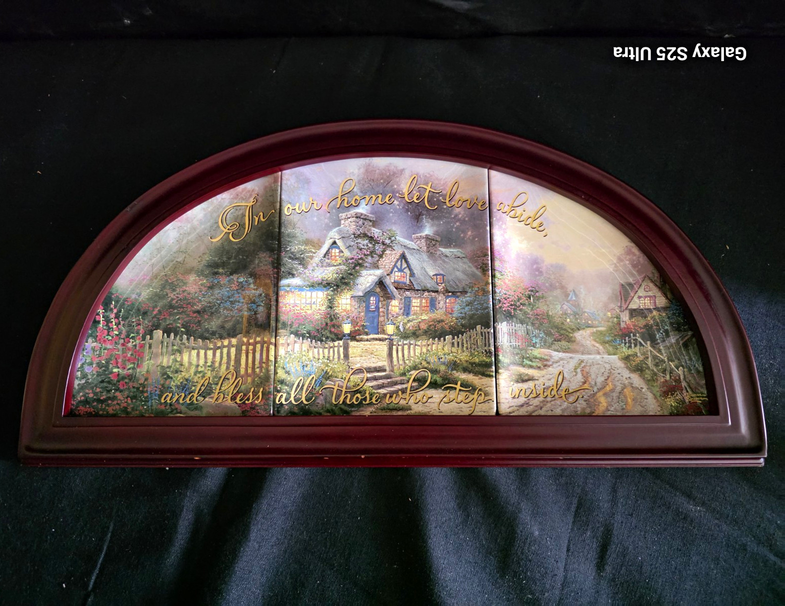 Vintage Thomas Kinkade Blessings of Home 3 Plate Plaque / Bradford Exchange 2001