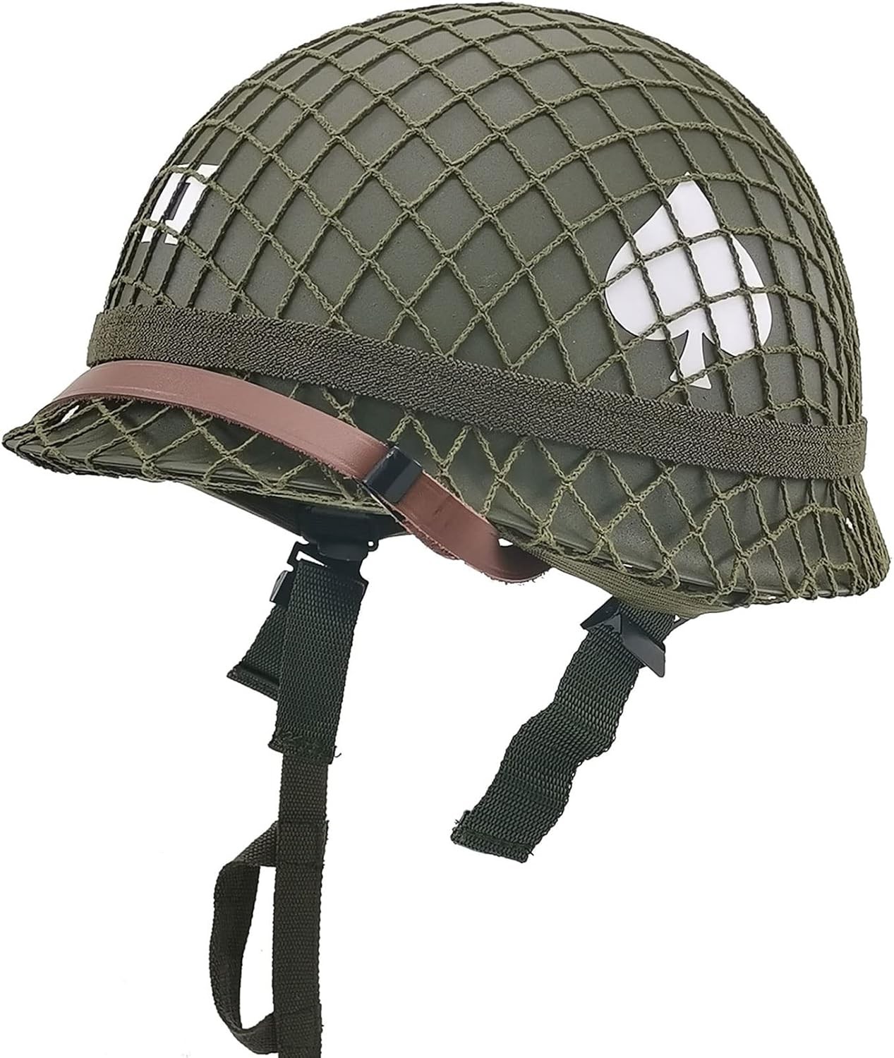 WW2 US Army M1 Steel Helmet Replica with Net Chin Strap Cat Eye Band DIY WW2 US Army M1 Steel Helmet Replica with Net Chin Strap Cat Eye Band DIY