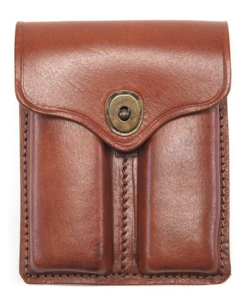 Brown Premium Drum Dyed Leather .45 Double Magazine Pouch