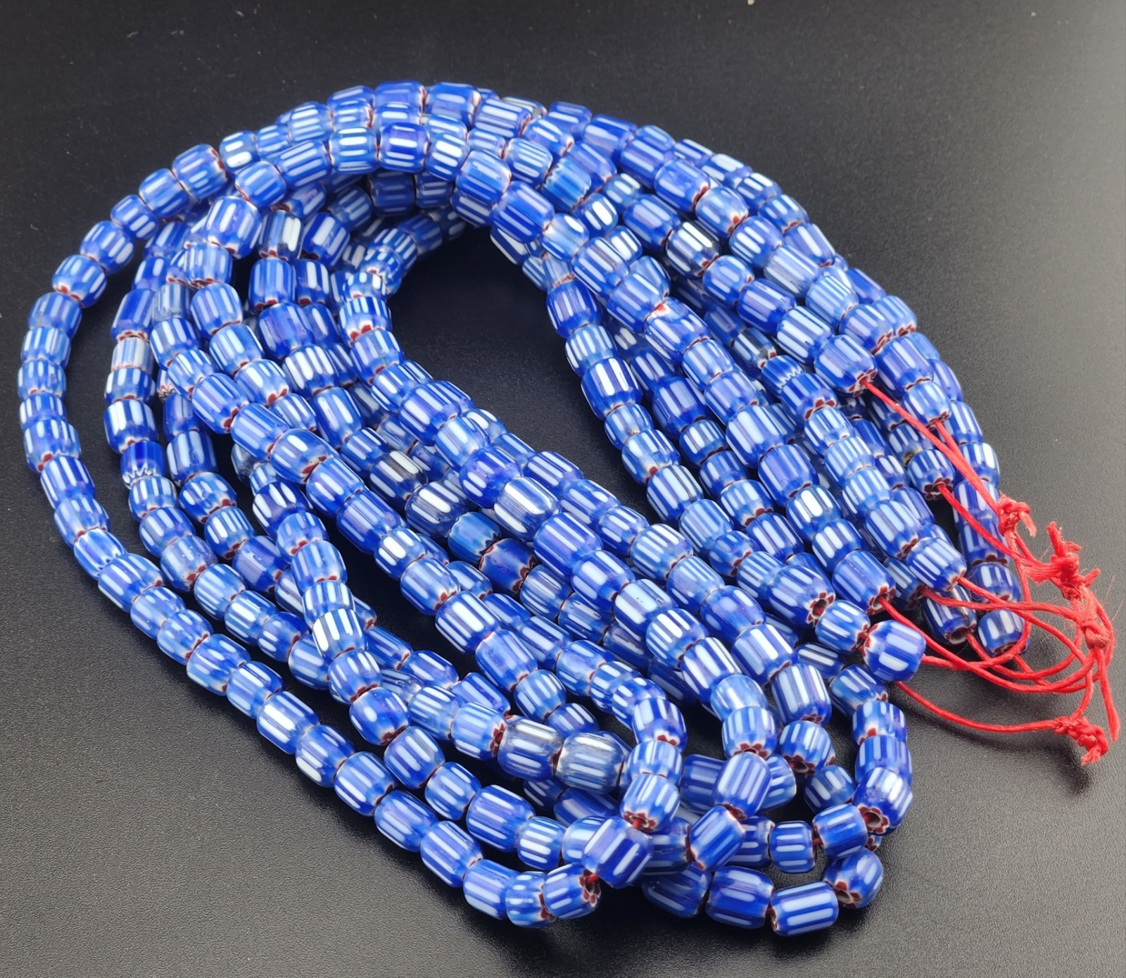 Vintage Venetian Style Chevron Beads 6.5mm beautiful strings