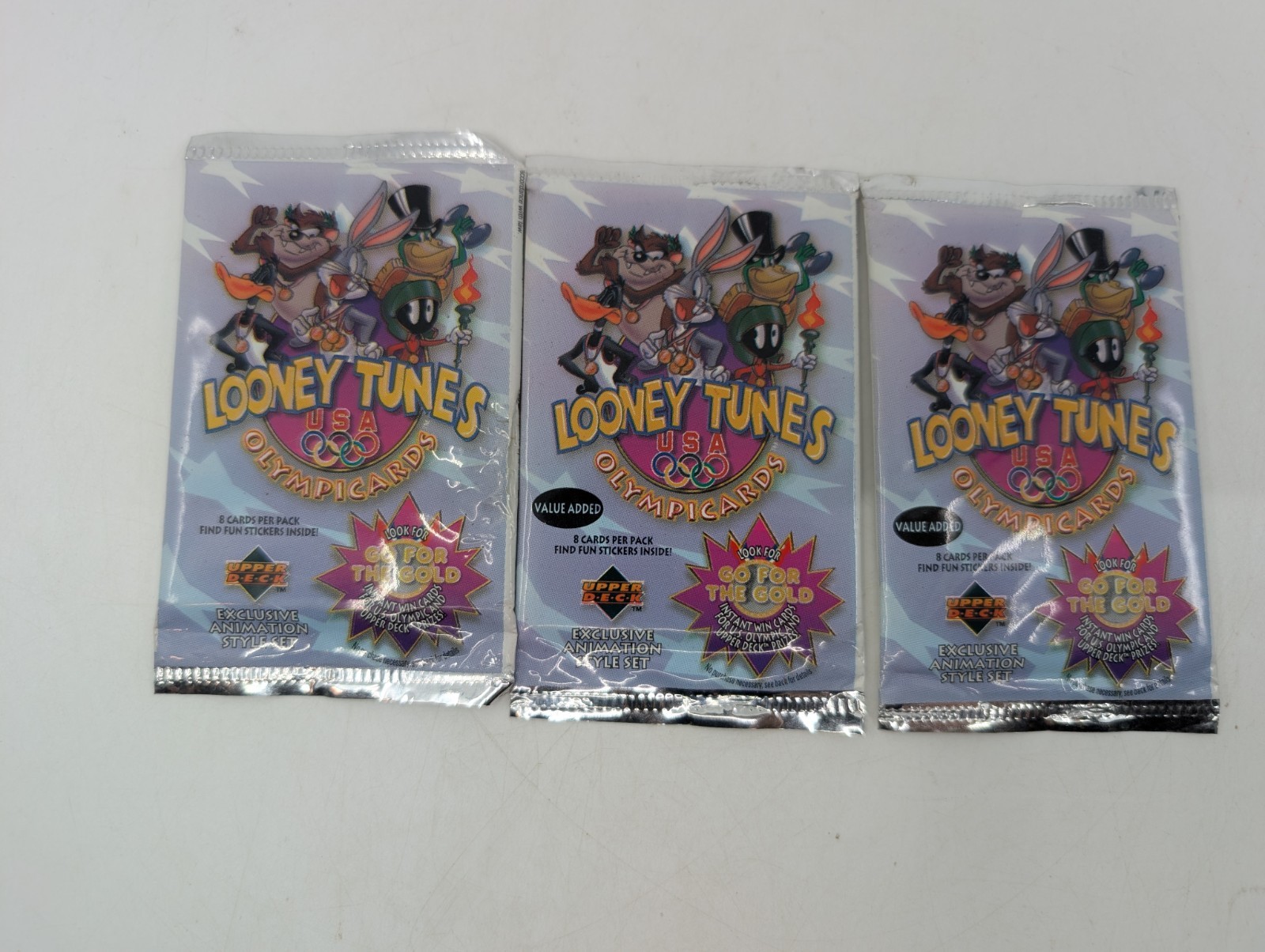 Vtg 1996 Upper Deck Looney Toons OLYMPIC trading cards Lot Of 3 Sealed Packs