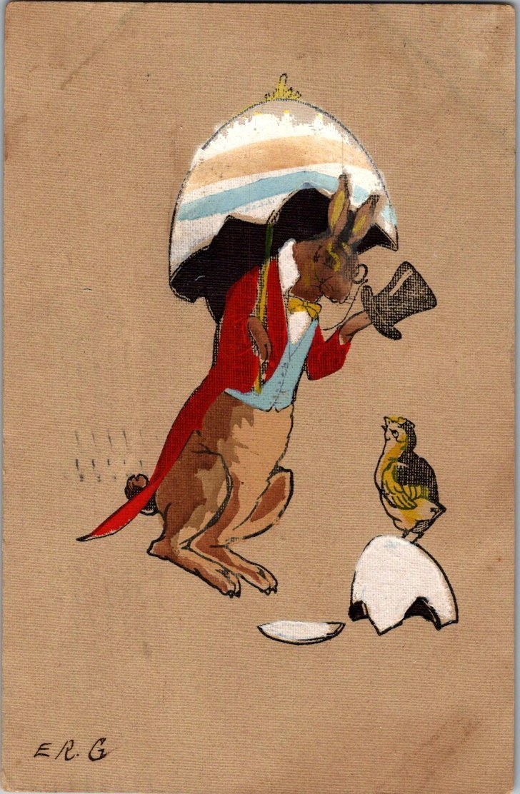 Vintage Victorian Postcard 1906 Sir Rabbit Hatches from an Egg