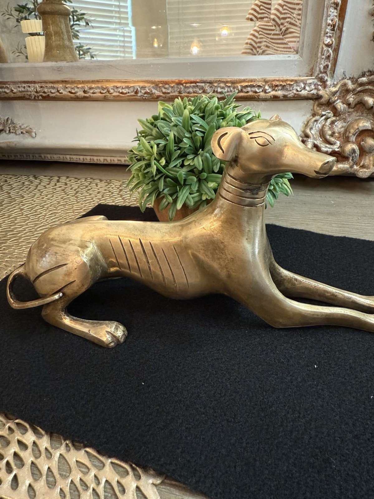 Vintage Bronze Whippet / Greyhound Dog Statue – 10\