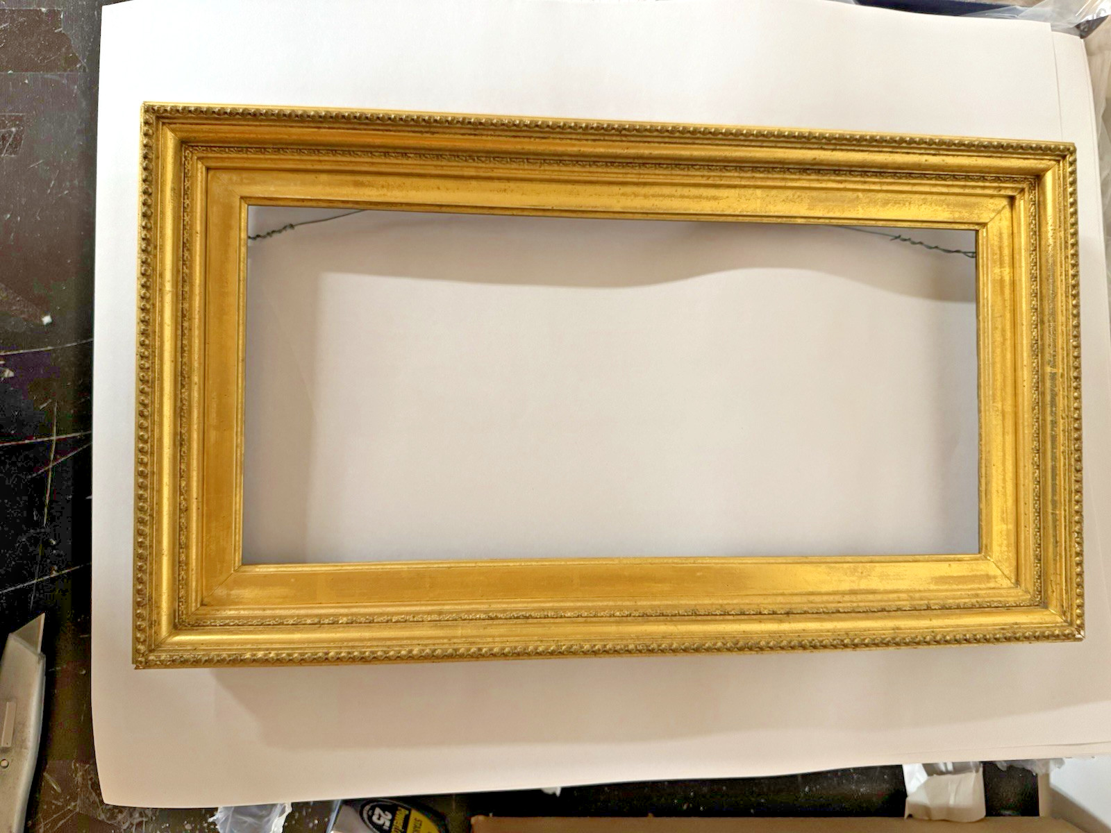 19th C Gilt Fine Art Frame w/ Beaded Edge 20.25 x 11.25