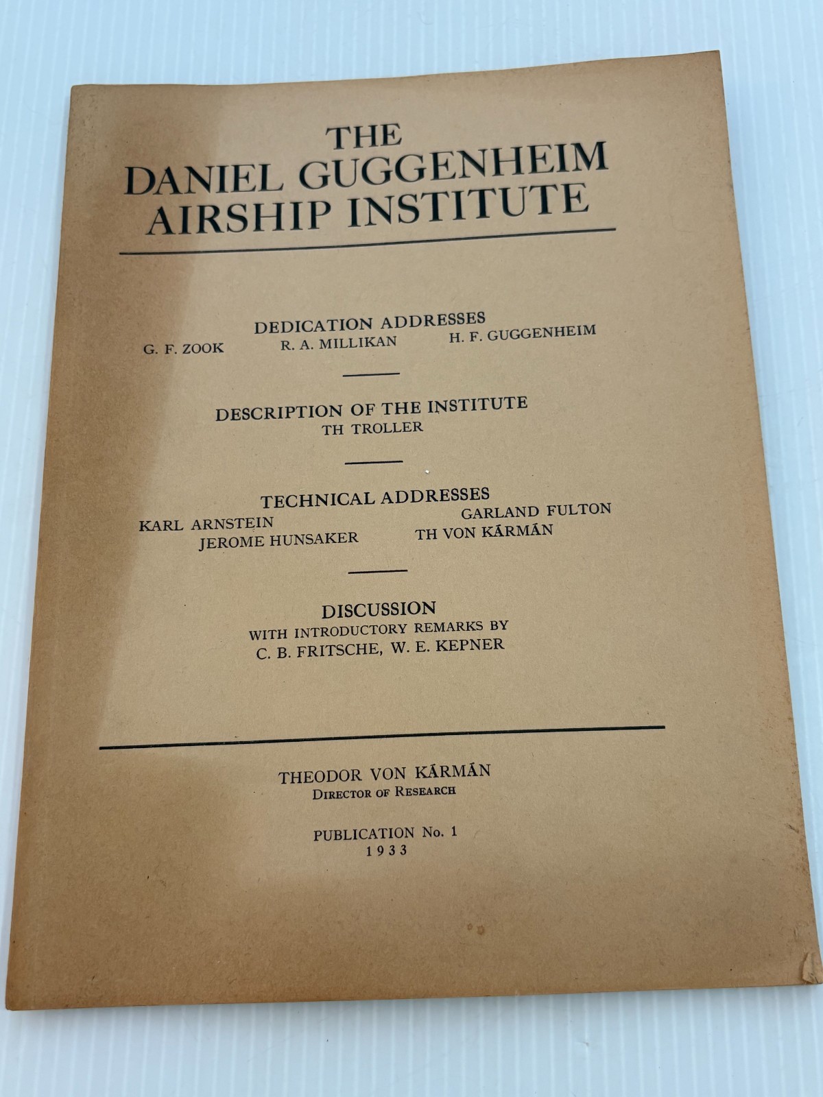 Vintage 1933 Daniel Guggenheim Airship Institute Publication No 1 Records Book