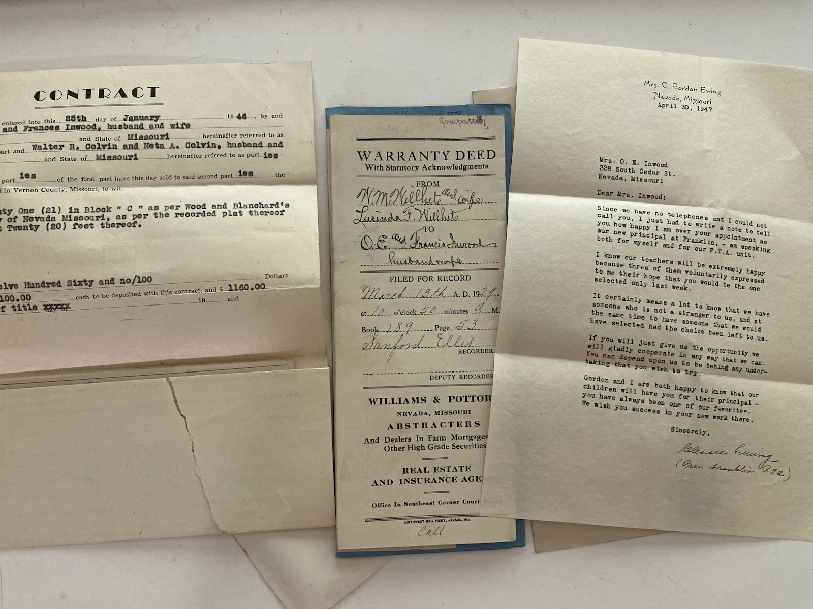 LOT Vintage Handwritten Legal Documents Letters 1947 Junk Journaling E1094