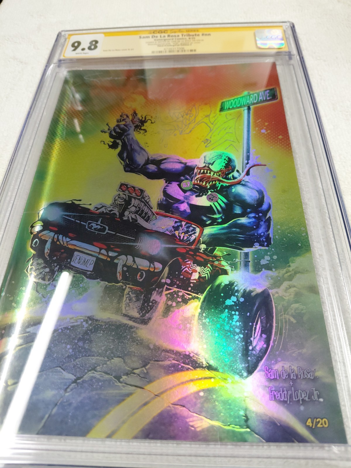 Sam De La Rosa Tribute #nn Foil 4/20 Edition CGC 9.8 SS Signed & Sketched #8/25