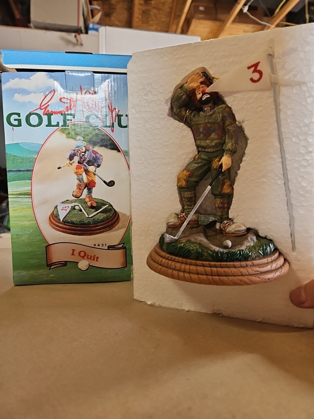 Emmett Kelly Jr. Golf Club I Quit Clown Resin Figurine With Tag Flambro
