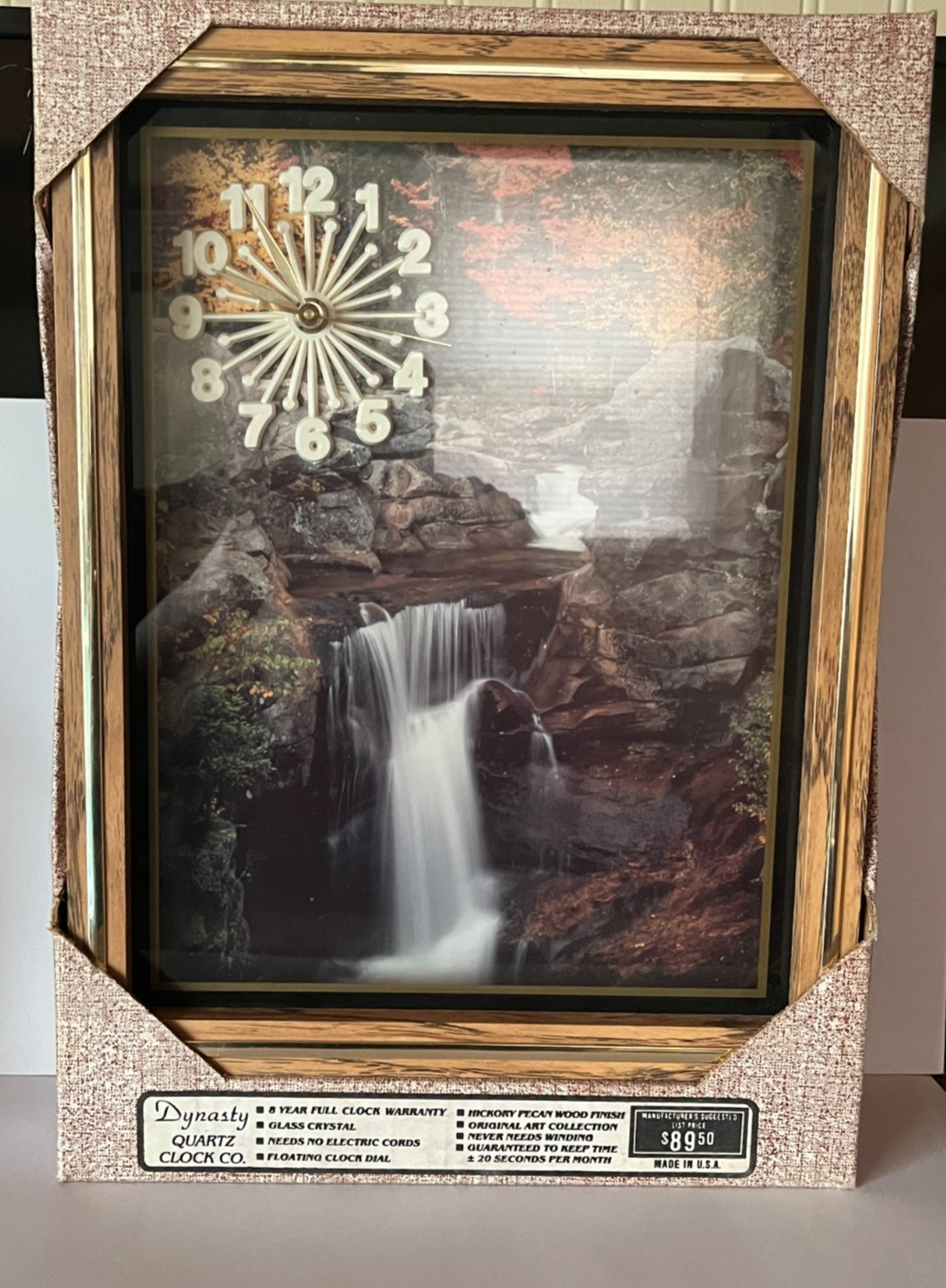 Vintage Dynasty Quartz Hanging Wall Clock - Waterfall Scenery Original Box