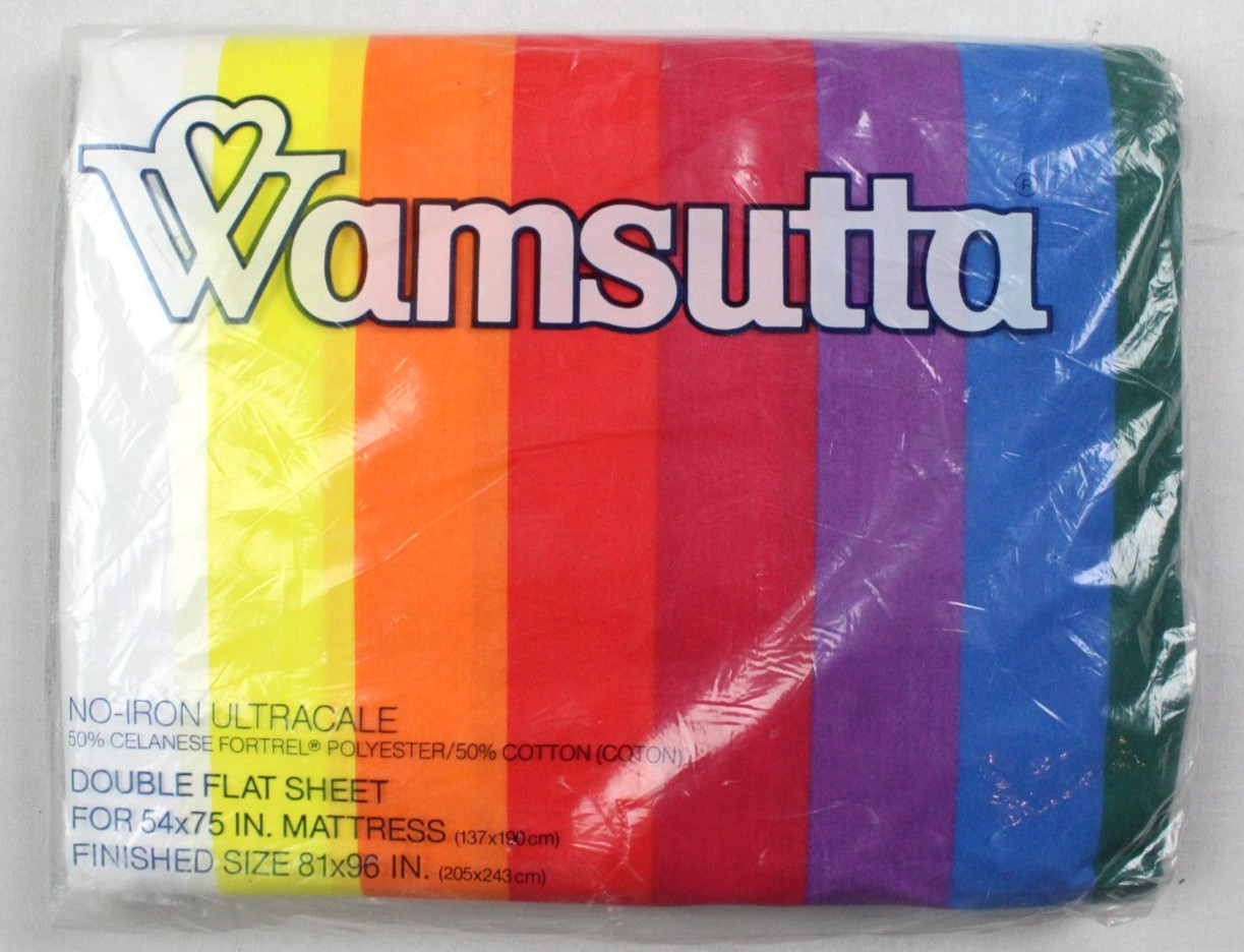Vintage 70's Wamsutta Made In USA Tomorrow's Rainbow Double Flat Sheet