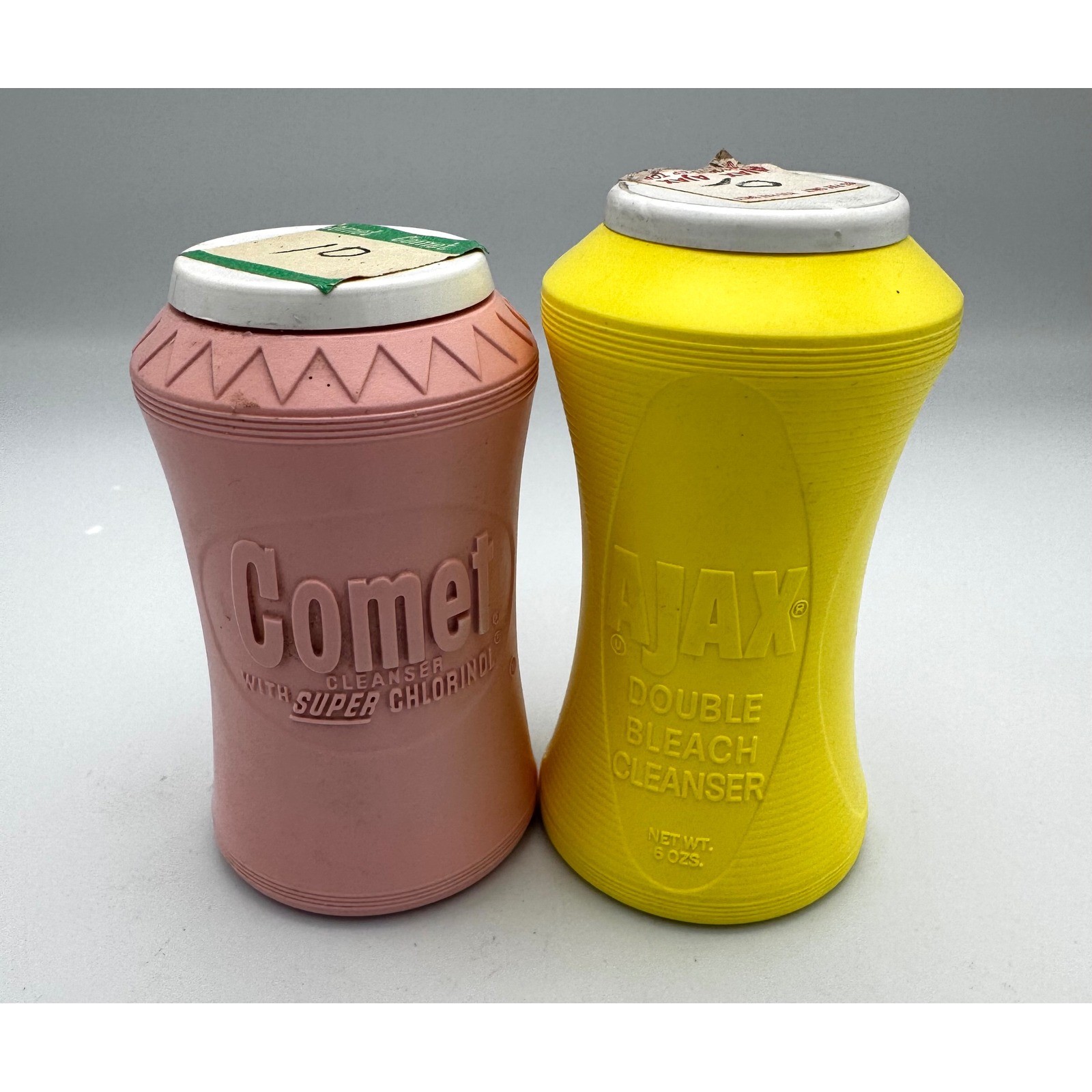 Vtg 1970s Comet & Ajax Cleanser Plastic Bottle Shaker Set Unopened Sealed MCM