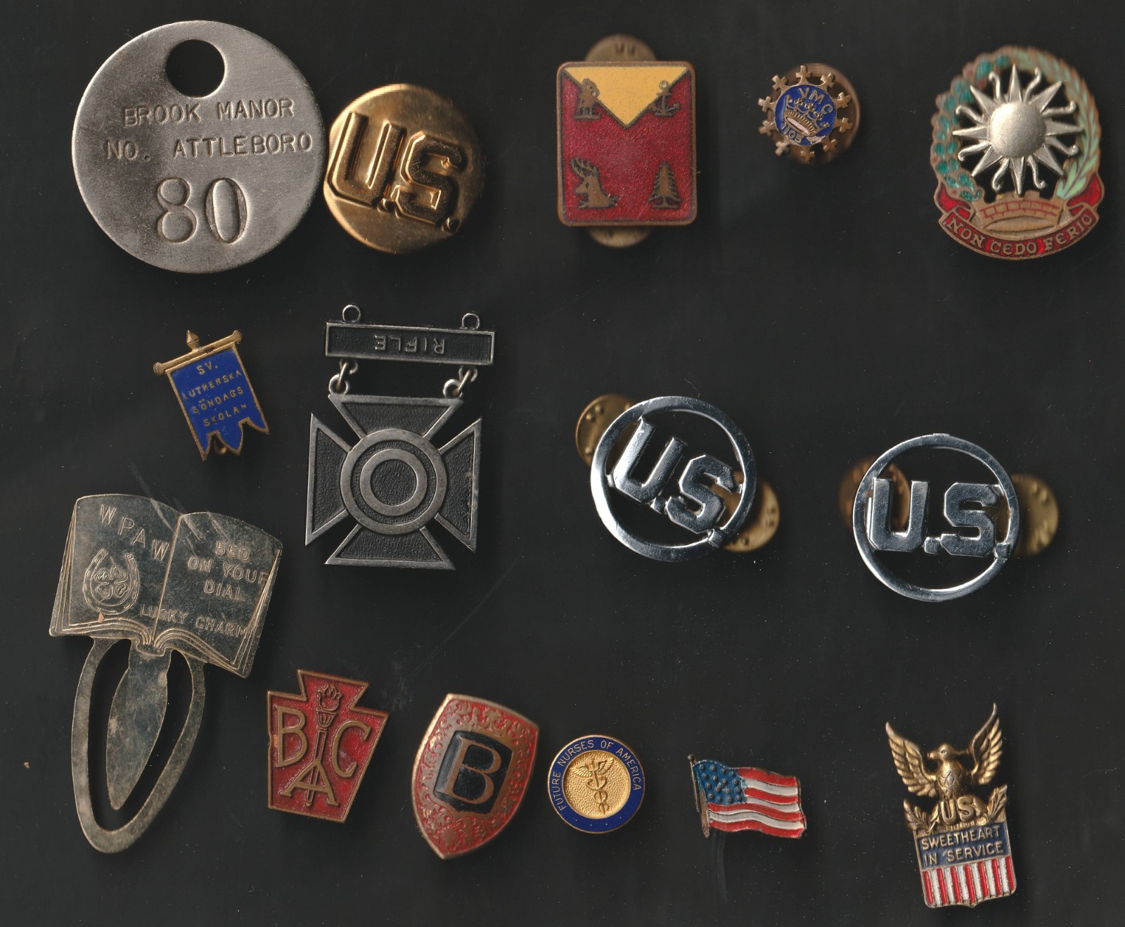 15 Pins/medals/etc - junk drawer find - Military, Patriotic, Clubs/Organizations