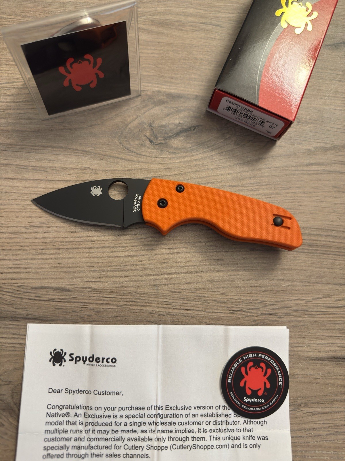 Spyderco Cutlery Shoppe Exclusive Lil' Native Orange G10 DLC CTS-XHP C230GPORBK