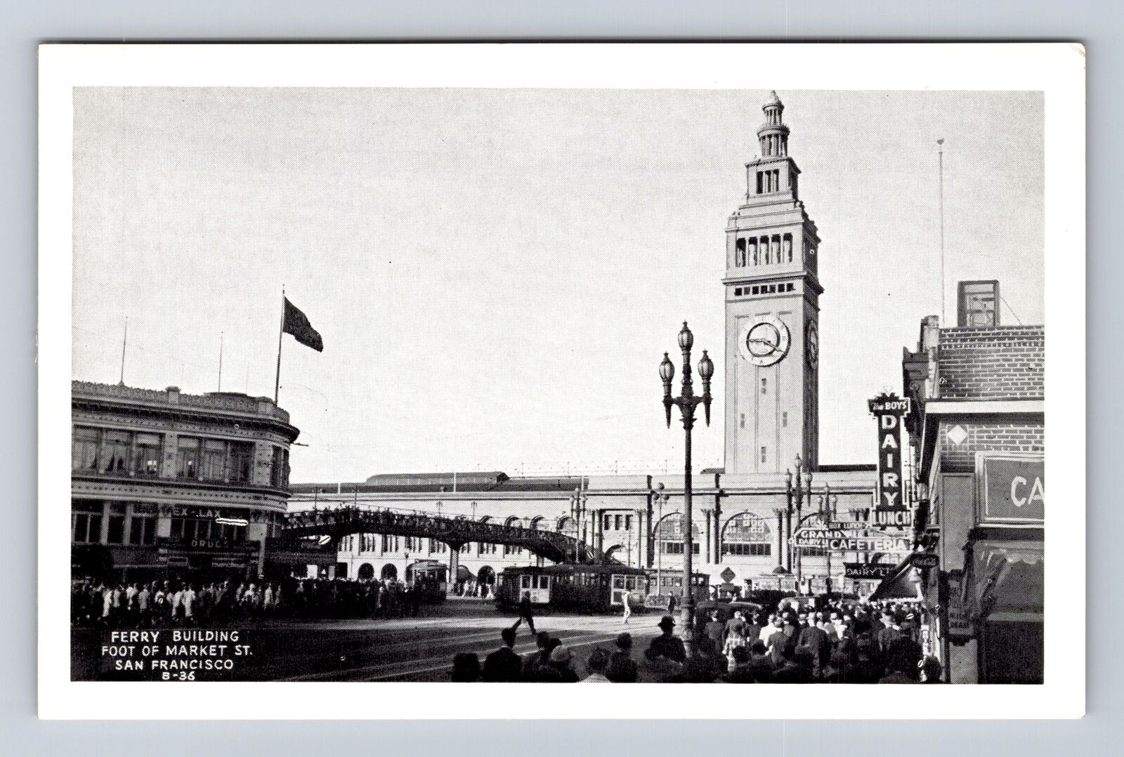 San Francisco CA-California, Ferry Building, Antique, Vintage Souvenir Postcard