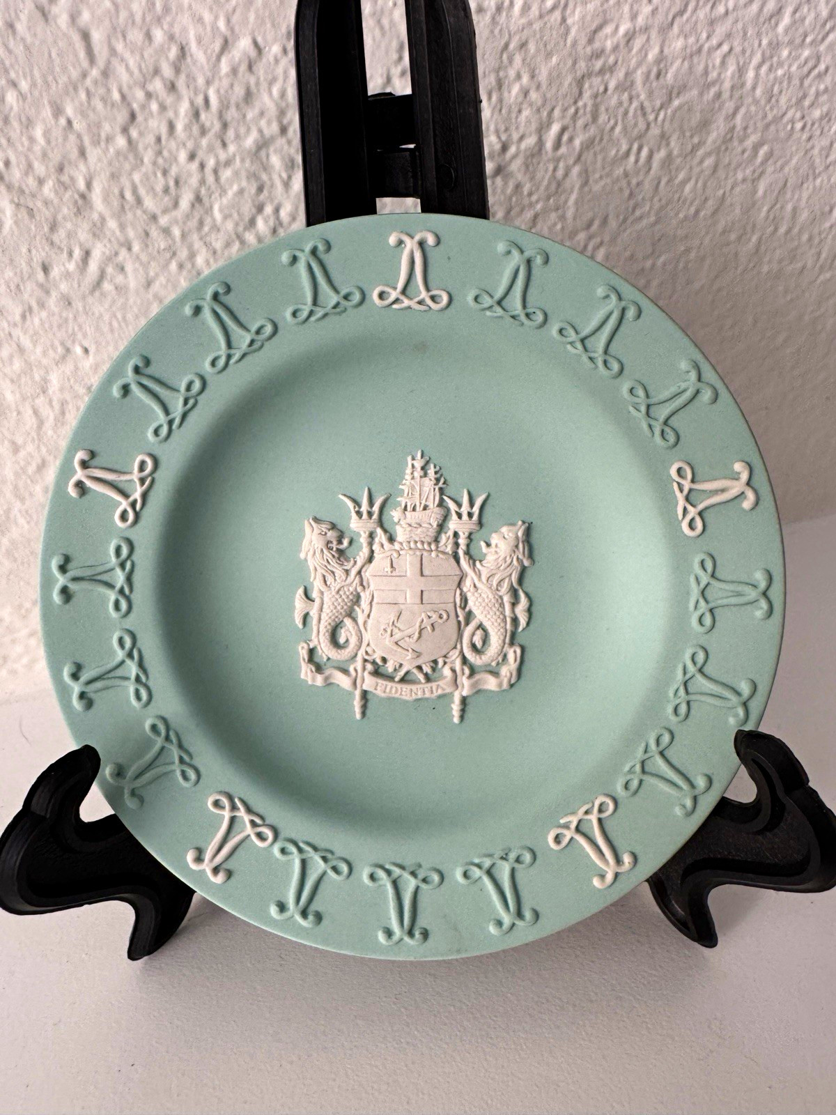 Rare Vintage Wedgwood Sea Green Jasperware Lloyds London Tercentenary Pin Dish