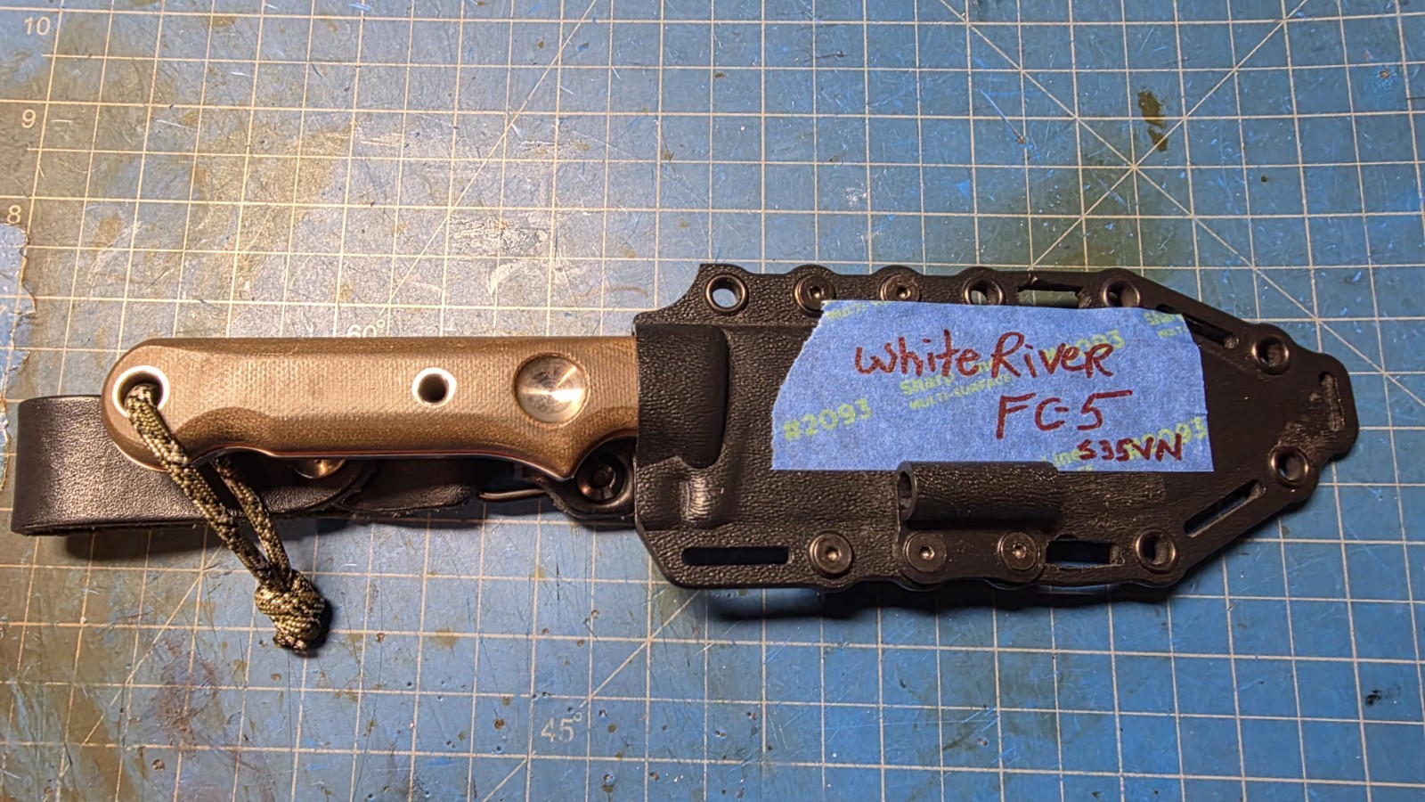 WHITE RIVER FC5 FIRECRAFT KNIFE AND CUSTOM KYDEX SHEATH- USED, IN EXCELLENT COND
