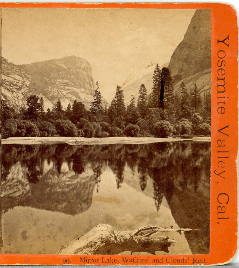 Mirror Lake, Watkins & Clouds Rest , Yosemite Valley--Anthony Stereoview G99