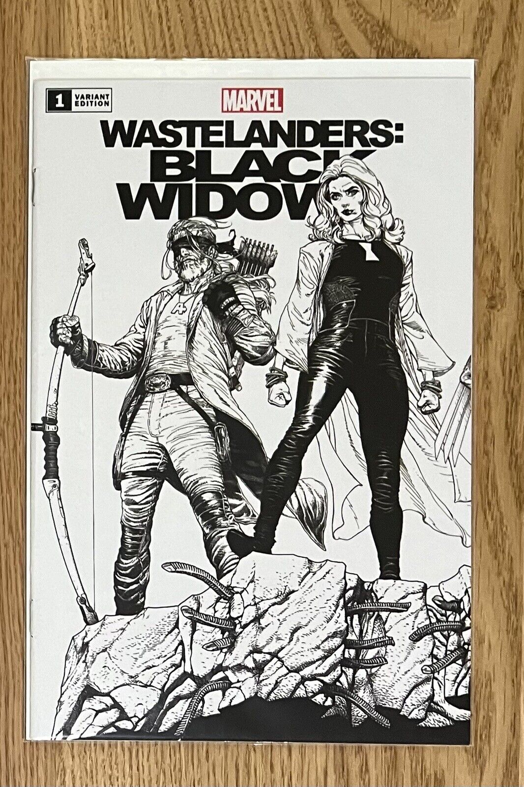 Wastelanders: Black Widow #1 Black and White Connecting Comic Book Cover