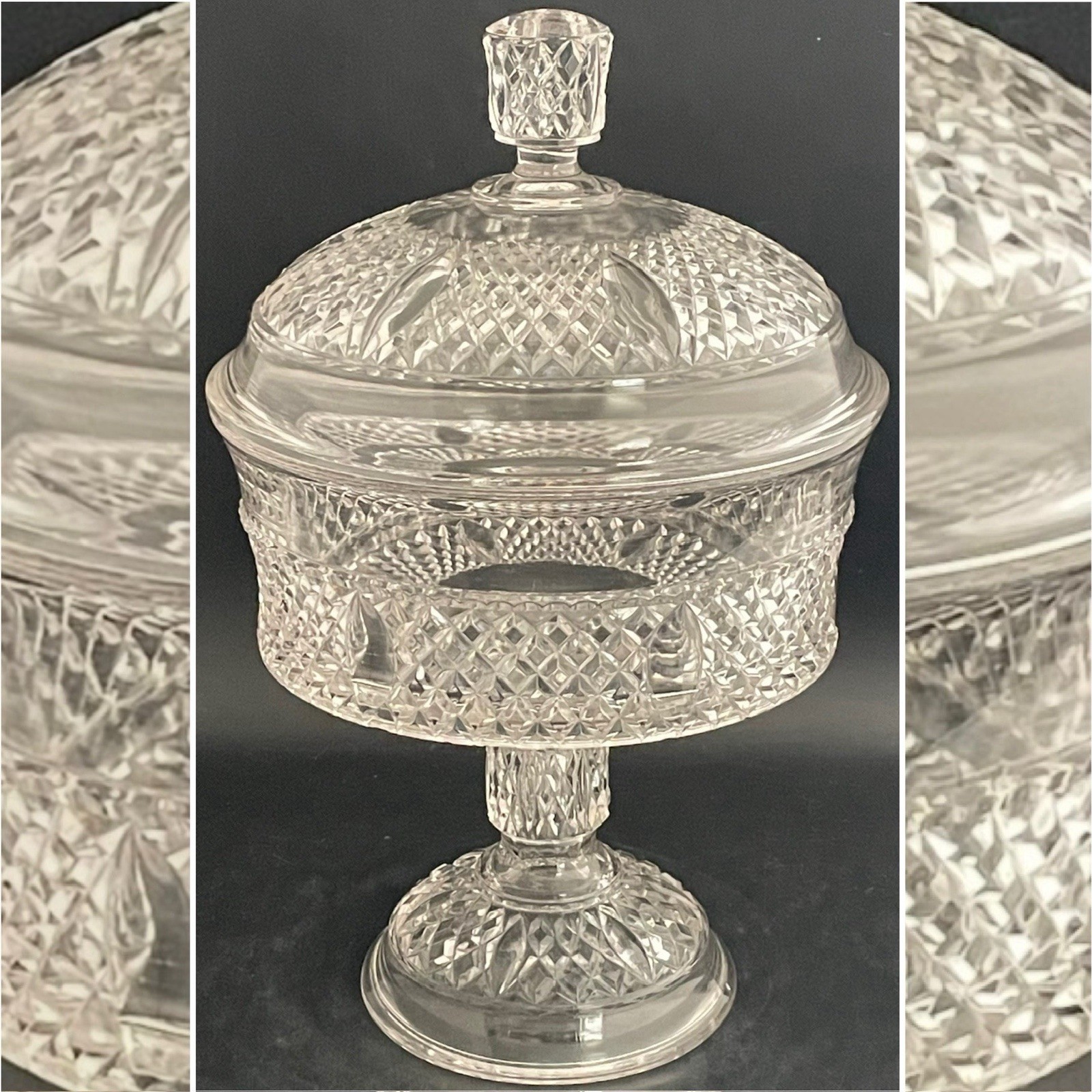 McKee & Brothers EAPG Germanic Covered Compote/Candy Dish 1894-99 USA 12.75\