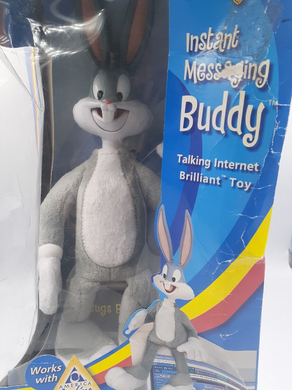 Vtg BUGS BUNNY Instant Messaging ANIMATED Talks Plush Toy Looney Tunes AOL 15\