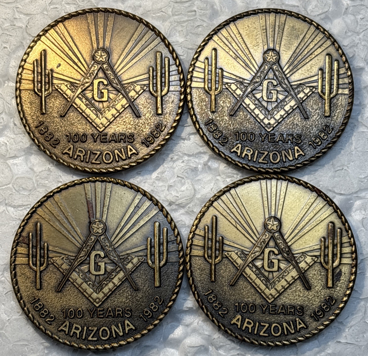 1982 Grand Lodge Of Arizona Masons 100th Ann. Bronze Medal 38mm, 24g 1 Coin Lot 1982 Grand Lodge Of Arizona Masons 100th Ann. Bronze Medal 38mm, 24g 1 Coin Lot