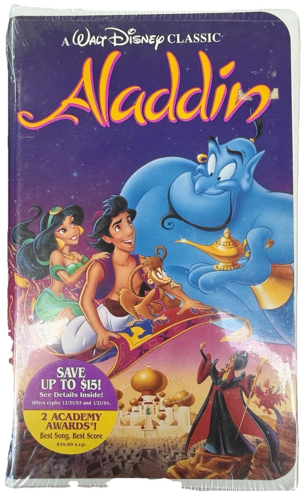 New Sealed Walt Disney Aladdin VHS Black Diamond Classics Clamshell - 1993 Rare