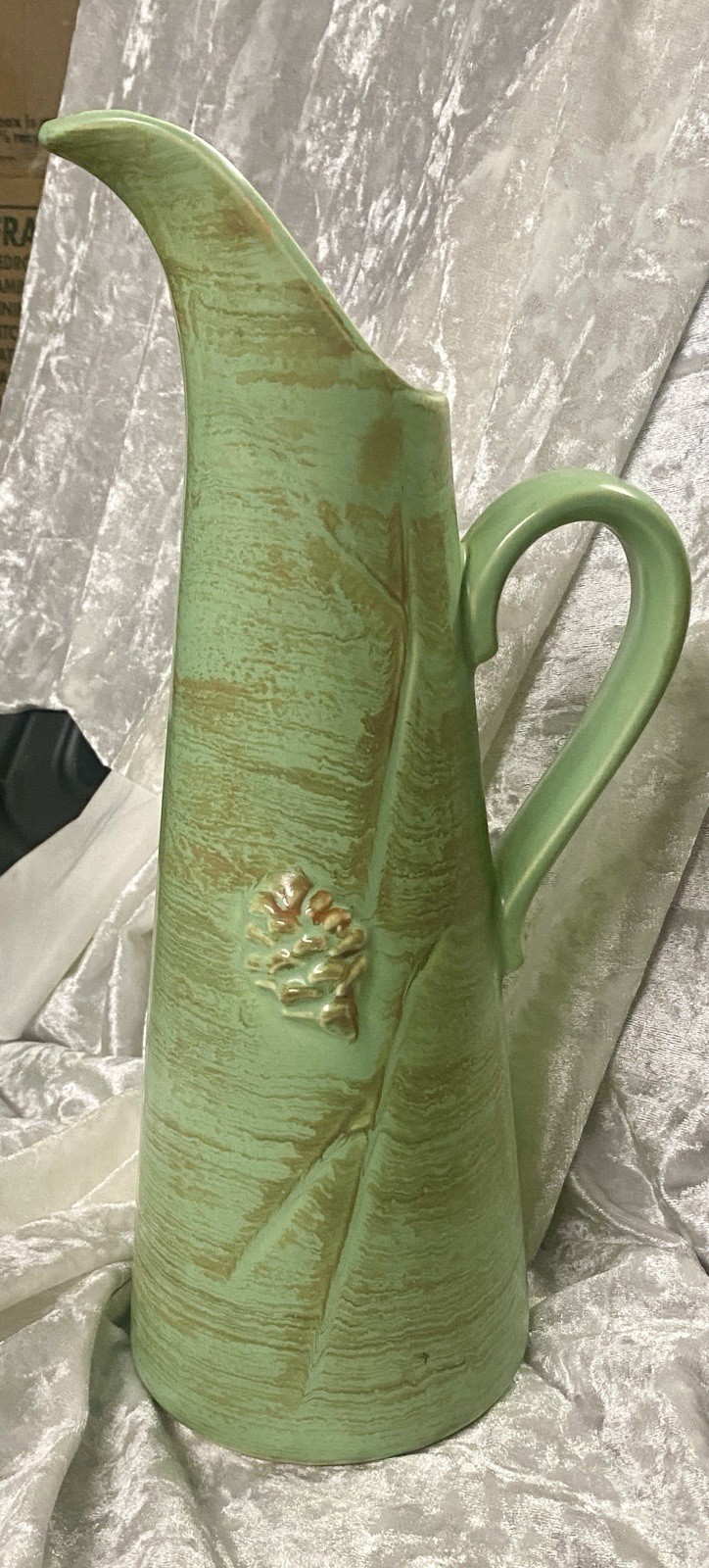 MCM- 1950s—1960s Hull Art Pottery Capri / Parchment and Pine Line Ewer Pitcher
