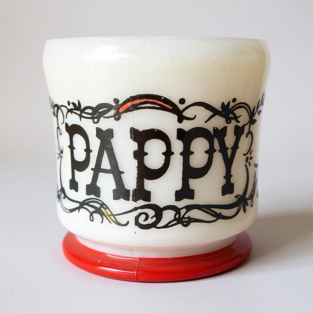 Hazel Atlas Milk Glass Shaving Mug PAPPY Singing Barber