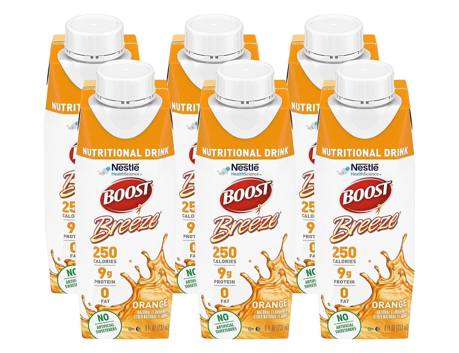 Boost Breeze Nutritional Drink Orange 8 Fl Oz (Pack of 6) 8 Ounce