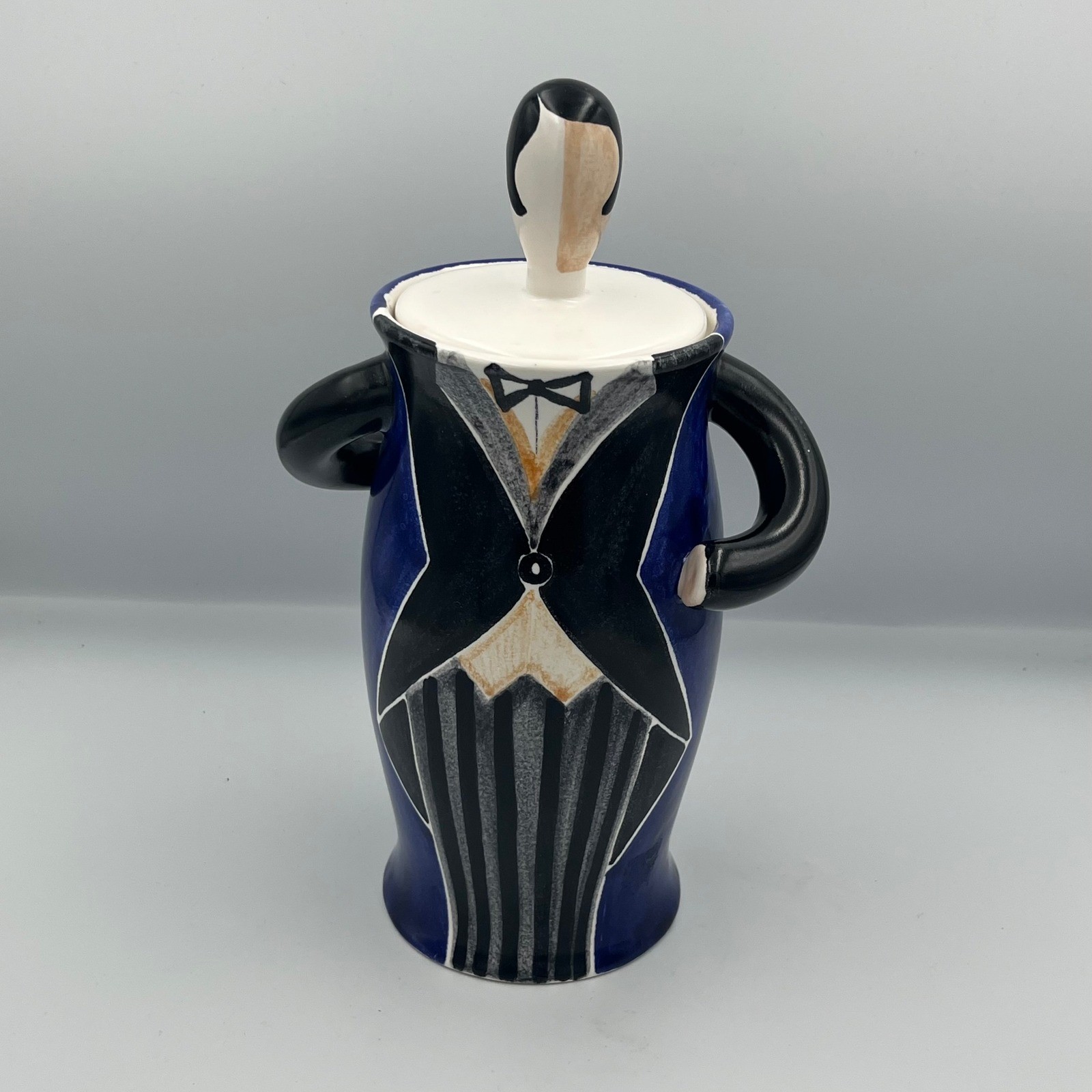 Benlloch Espana Ceramic Butler Figurine Jar with Lid Made in Spain