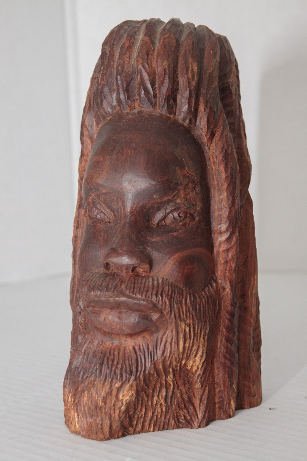 Vintage Randall Bruhn Folk Art Woodcarving Statue of Jamaican Man Signed RB