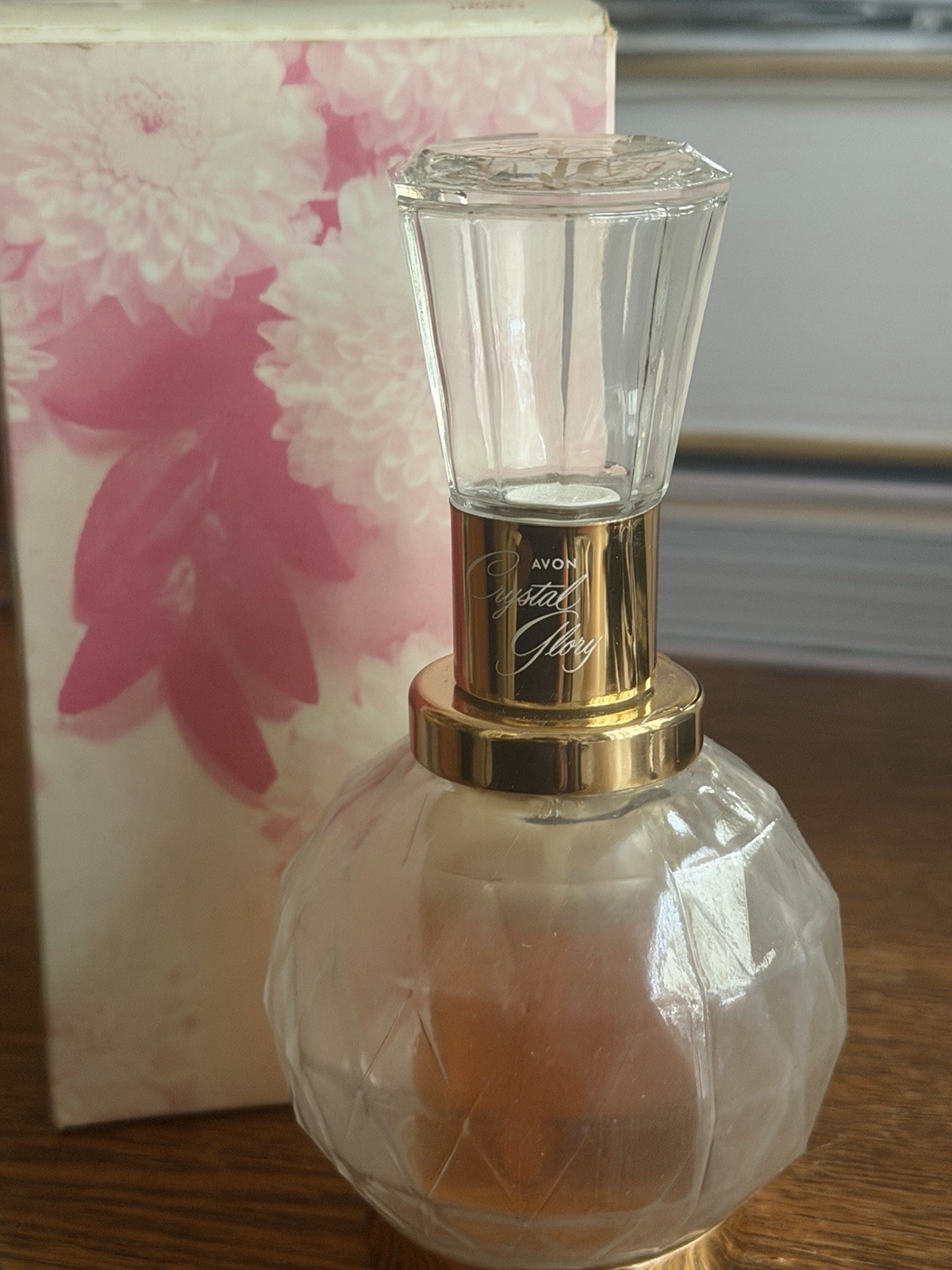 Vintage Avon Crystal Glory Glass Vanity Bottle With Original Box & Pkg Insert Vintage Avon Crystal Glory Glass Vanity Bottle With Original Box & Pkg Insert