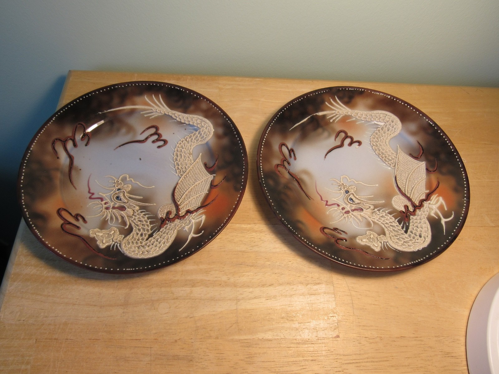 2 DRAGONWARE MORIAGE Matching Saucers - Made in Post War Japan