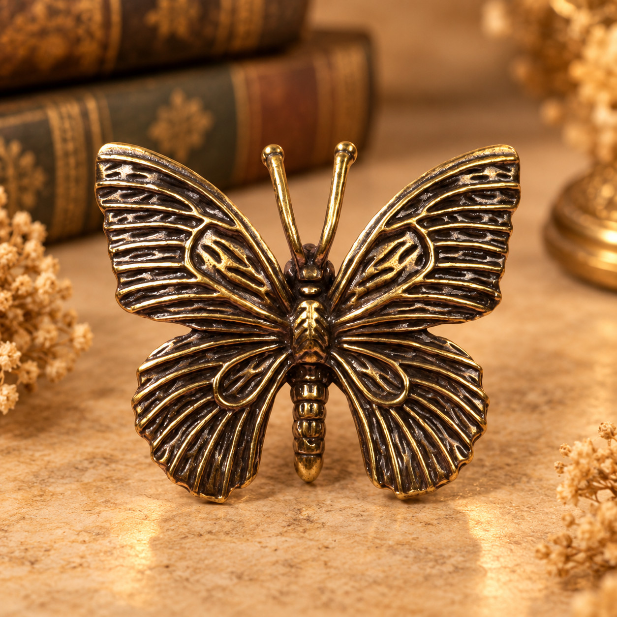 Mini Vintage Brass Butterfly Statue Ornament Animal Collectible CUTE GIFT DECOR