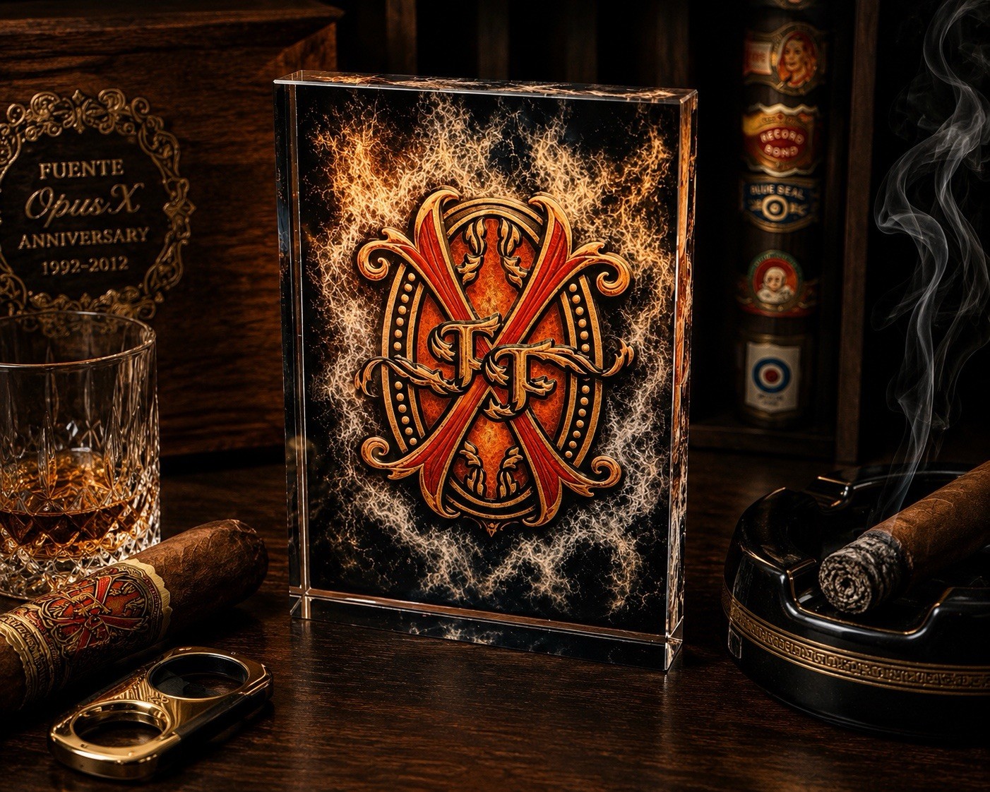 Arturo Fuente Opus X Large 4”x6” Crystal Desk Paper Weight Cigar Humidor HEAVY Arturo Fuente Opus X Large 4”x6” Crystal Desk Paper Weight Cigar Humidor HEAVY