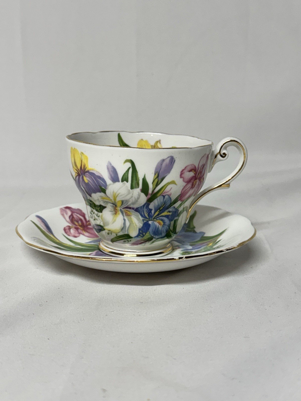Vintage Royal Stafford Winsome Footed Cup & Saucer Set Bone China England Floral