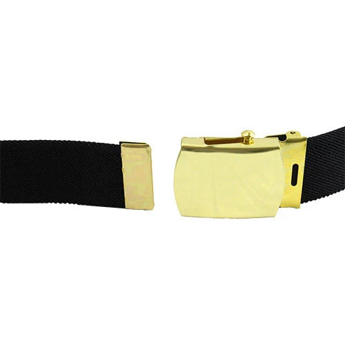 Army Black Cotton Belt 1¼″ with 22K Gold-Flash Buckle & Tip — Uniform Dress Belt Army Black Cotton Belt 1¼″ with 22K Gold-Flash Buckle & Tip — Uniform Dress Belt